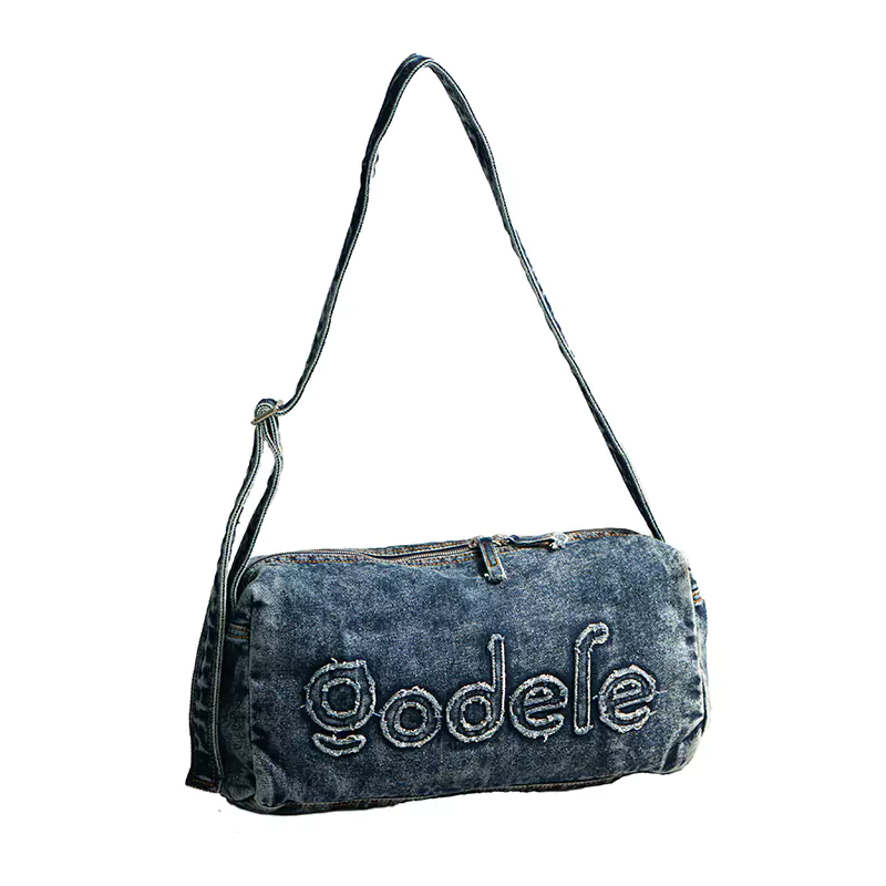 Tas Bahu Denim yang Dicuci